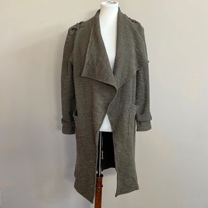 BB DAKOTA Olive Green Shawl Collar Cardigan Duster Coat